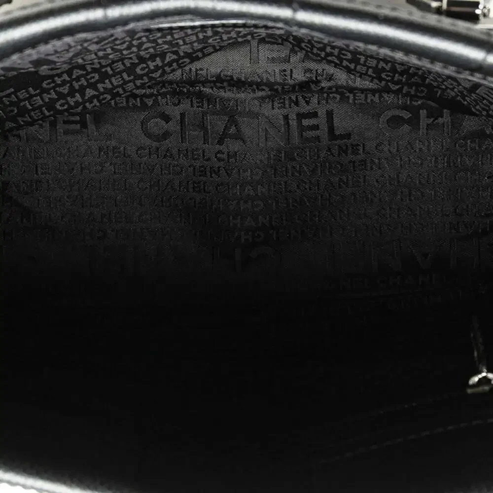 CHANEL Black Caviar Leather Logo Tote Bag